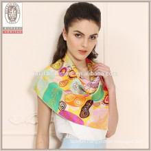 Colorful cute trees own design ladies silk neck scarf